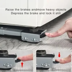 Justerbar möbelflyttare för tvättmaskin med mobil rullbas och broms - Grå