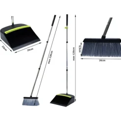 Justerbar sopskyffel och kvast – Ergonomiskt städset