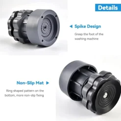 Clearance Justerbara vibrationsdämpare för tvättmaskin, antivibrationsfötter, set om 4, höjd 7–10 cm, för tvättmaskin och torktumlare, bullerreducering, stabilt golvskydd | Fyndiq