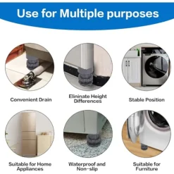 Clearance Justerbara vibrationsdämpare för tvättmaskin, antivibrationsfötter, set om 4, höjd 7–10 cm, för tvättmaskin och torktumlare, bullerreducering, stabilt golvskydd | Fyndiq