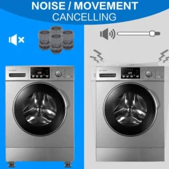 Clearance Justerbara vibrationsdämpare för tvättmaskin, antivibrationsfötter, set om 4, höjd 7–10 cm, för tvättmaskin och torktumlare, bullerreducering, stabilt golvskydd | Fyndiq