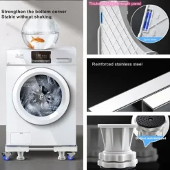 New Justerbart och flyttbart tvättmaskinsställ, lyftplattform för tung utrustning som kylskåp och torktumlare