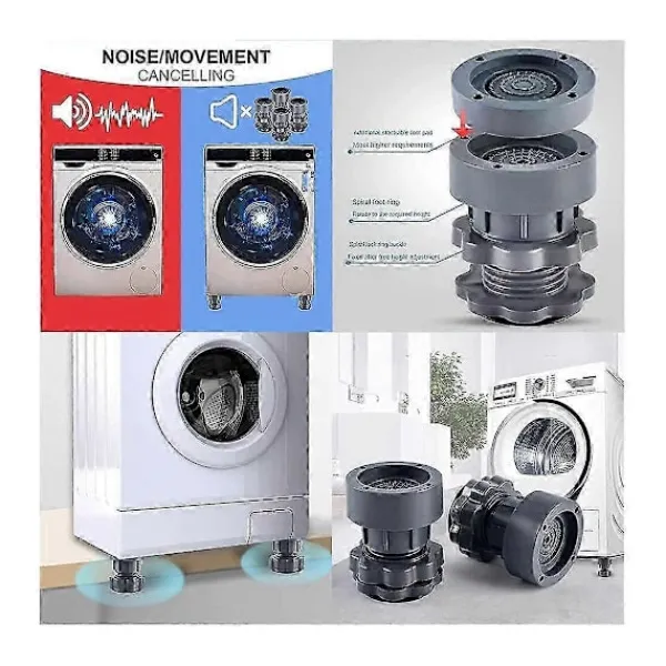 Justerbart tvättmaskinsstöd, antivibrationsfot för tvättmaskiner