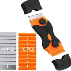 Clearance Keramikhällsskrapa + 20 blad, mångsidig glasskrapa keramikhällsskrapa för fönster/spegel/golvrengöring