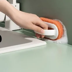 New Kök Rengöring Badrum Glas Vägg Rengöring Bad Borste Plast Handtag Svamp Bad Botten Bad Borste 2