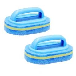 New Kök Rengöring Badrum Toalett Glas Vägg Rengöring Bad Borste Plast Handtag Svamp (blå)