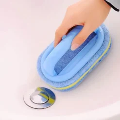 New Kök Rengöring Badrum Toalett Glas Vägg Rengöring Bad Borste Plast Handtag Svamp (blå)