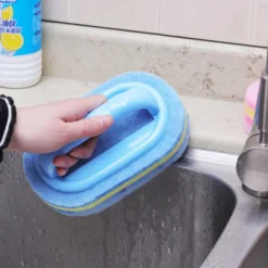 New Kök Rengöring Badrum Toalett Glas Vägg Rengöring Bad Borste Plast Handtag Svamp (blå)