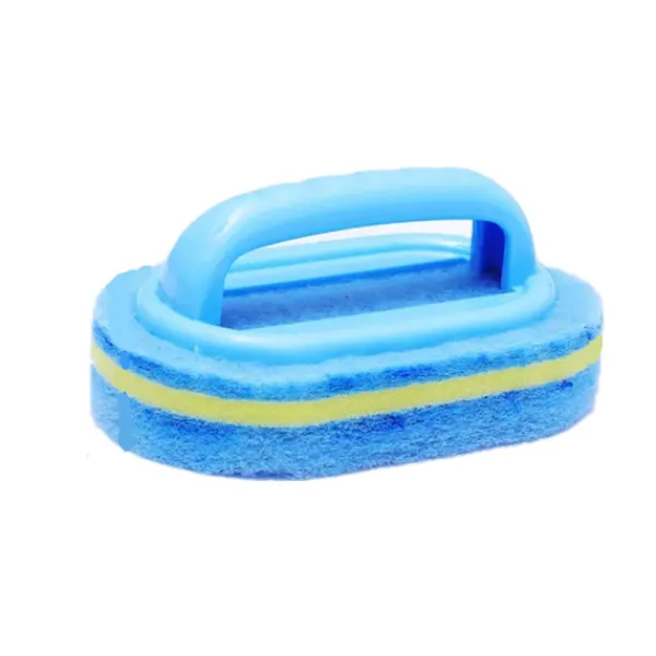 New Kök Rengöring Badrum Toalett Glas Vägg Rengöring Bad Borste Plast Handtag Svamp (blå)