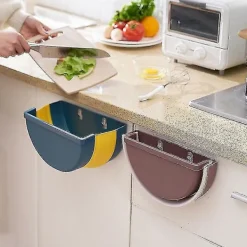 Köksavfallskorg för hushållet, vikbar, hängande, vardagsrum, badrum, väggmonterad papperskorg (1 st beige)