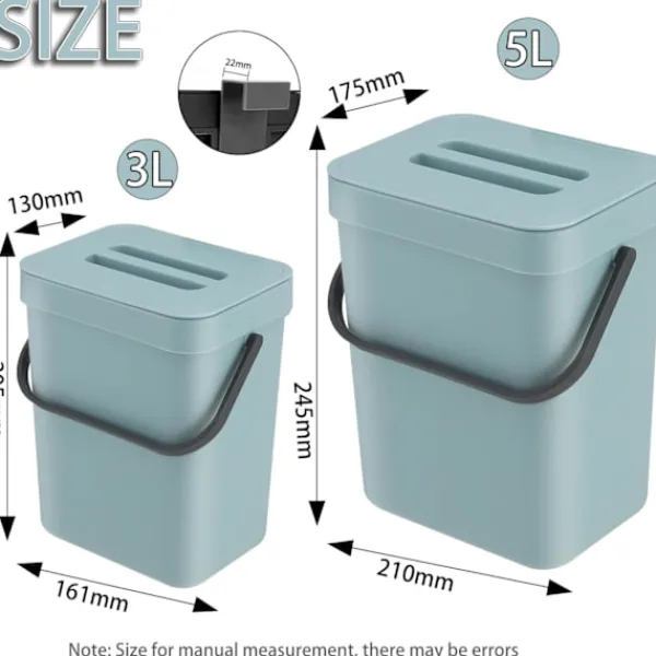 Online Köksavfallskorg, liten kompostbehållare för kök, bänkskiva avfallskorg med lock, hängande avfallskorg