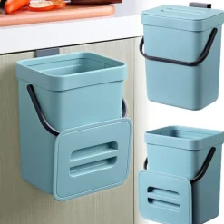 Online Köksavfallskorg, liten kompostbehållare för kök, bänkskiva avfallskorg med lock, hängande avfallskorg