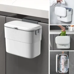 Discount Kökssopkorg - Hängande sopkorg med lock, väggmonterad soptunna för köksskåpsdörr, liten soptunna under diskbänk för skåp, badrum 1.8 Gallon 7L 1.8 Gallon7L