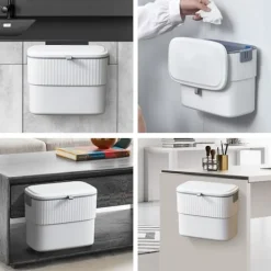 Discount Kökssopkorg - Hängande sopkorg med lock, väggmonterad soptunna för köksskåpsdörr, liten soptunna under diskbänk för skåp, badrum 1.8 Gallon 7L 1.8 Gallon7L