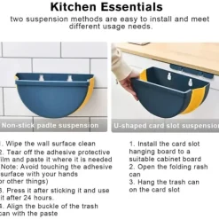 Outlet Kökssopkorg, hopfällbar hängande sopkorg för kök, kontor, badrum (blå)