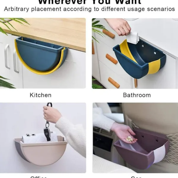 Outlet Kökssopkorg, hopfällbar hängande sopkorg för kök, kontor, badrum (blå)