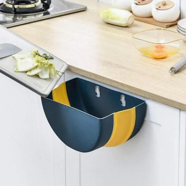 Outlet Kökssopkorg, hopfällbar hängande sopkorg för kök, kontor, badrum (blå)