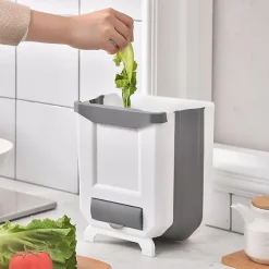 Hot Kökssopkorg i plast, hopfällbar, väggmonterad för skåpdörr, hängande soptunna, vit