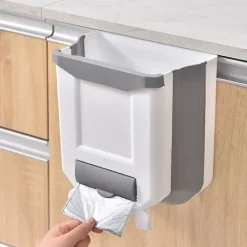 Hot Kökssopkorg i plast, hopfällbar, väggmonterad för skåpdörr, hängande soptunna, vit