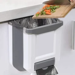 Hot Kökssopkorg i plast, hopfällbar, väggmonterad för skåpdörr, hängande soptunna, vit