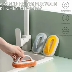 Discount Köksvampborste, glasväggsbokborste med handtag, keramisk badkarsbotten, badkarsverktyg orange