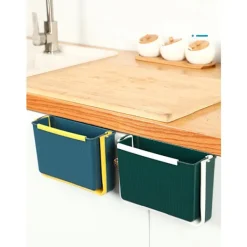 JIUSAIRUI Köksväggmonterad hopfällbar papperskorg blue yellow