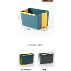 JIUSAIRUI Köksväggmonterad hopfällbar papperskorg blue yellow