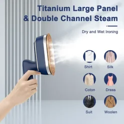 Online Klädångare, Ångstrykjärn, Strykjärn, Våt- och torrstrykning - Mini 17,5 cm, Vintage Blå