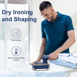 Online Klädångare, Ångstrykjärn, Strykjärn, Våt- och torrstrykning - Mini 17,5 cm, Vintage Blå