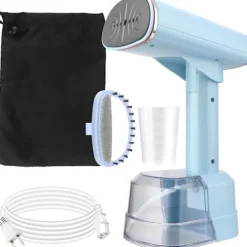 New Klädångare Vikbar, 1500W Snabb Uppvärmning, 400 ml Vattentank LCD Digital Display (Blå)