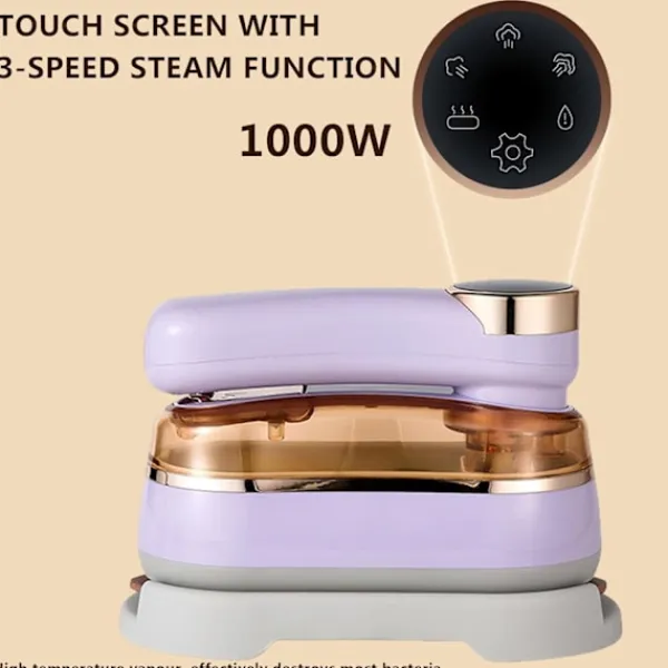 Hot Klädångare 1000W, 180° Roterande Handtag Strykjärn, Keramisk Nonstick Stryksula (Lila)