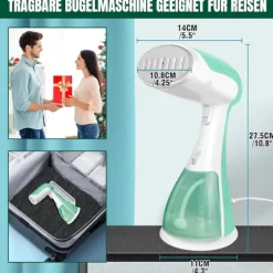 Hot Klädångare 1500W Handhållen, 15s Snabb Uppvärmning, 300ml Avtagbar Tank (Beige)