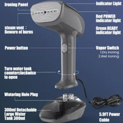 Online Klädångare 1800W med snabb keramisk uppvärmningsplatta, 2-i-1 Strykning & Skrynkelborttagare (Vit) White