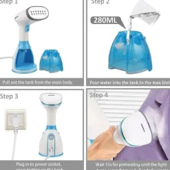 Hot FJORD Klädångare, 1500W 280ML Portabel Strykjärn Snabb Uppvärmning Handhållen Klädångare för Tyg och Textil