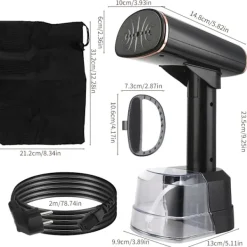 Hot Klädångare 1500W snabb uppvärmning, 400ml vattentank, LCD digital display (svart)