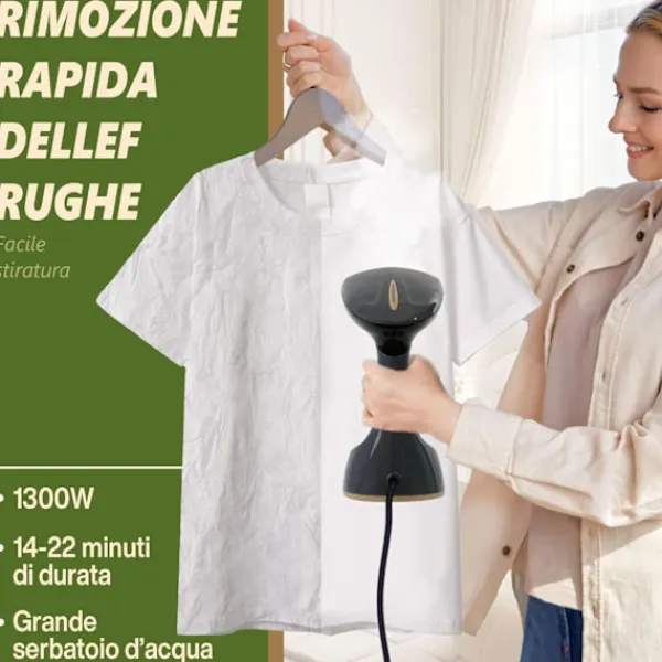 Outlet Klädångare 1300W, Vikbar Skrynkelborttagare för Kläder, 25 sek Snabb Uppvärmning (Grå-blå) Gray-blue