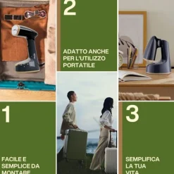 Outlet Klädångare 1300W, Vikbar Skrynkelborttagare för Kläder, 25 sek Snabb Uppvärmning (Grå-blå) Gray-blue