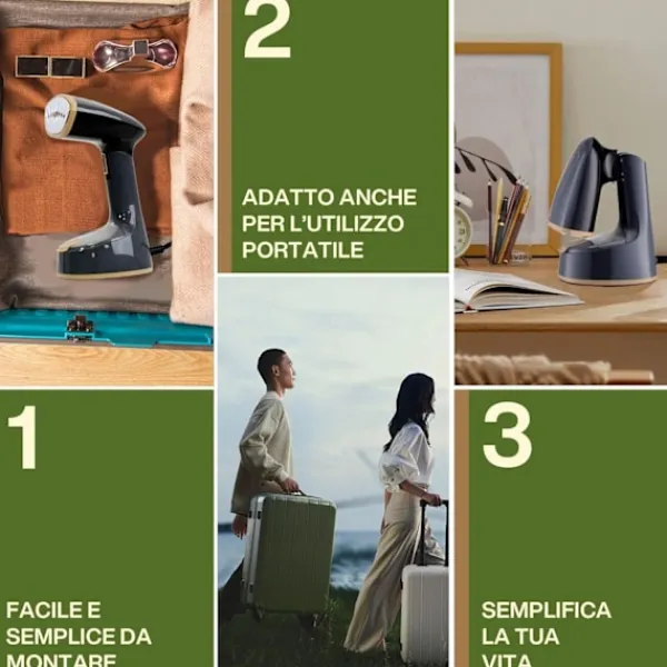 Outlet Klädångare 1300W, Vikbar Skrynkelborttagare för Kläder, 25 sek Snabb Uppvärmning (Grå-blå) Gray-blue