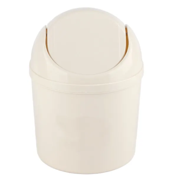 New Kompakt Mini Skrivbords Papperskorg med Lock för Hem Kök Skrivbord Sovrum Vardagsrum Vit