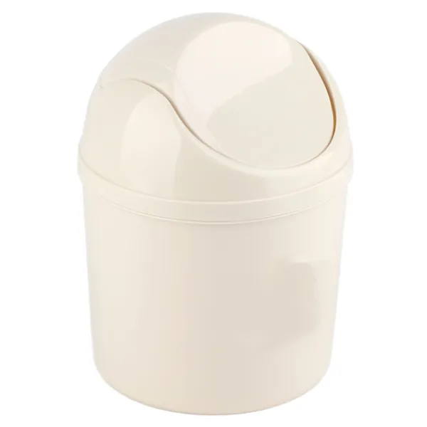 New Kompakt Mini Skrivbords Papperskorg med Lock för Hem Kök Skrivbord Sovrum Vardagsrum Vit