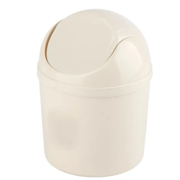 New Kompakt Mini Skrivbords Papperskorg med Lock för Hem Kök Skrivbord Sovrum Vardagsrum Vit