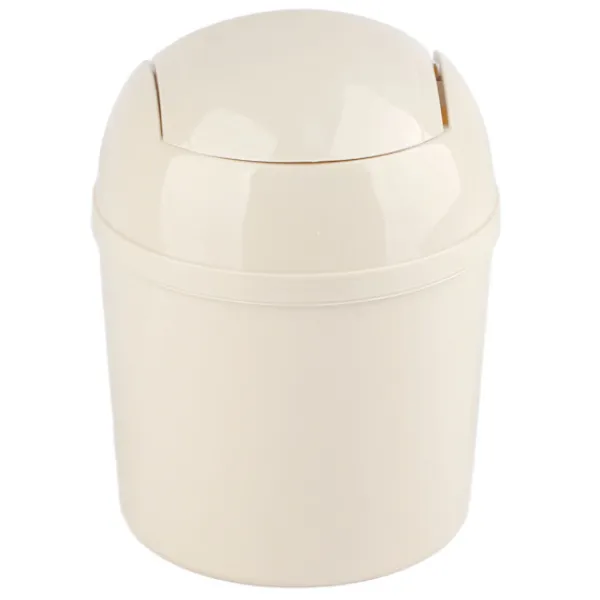 New Kompakt Mini Skrivbords Papperskorg med Lock för Hem Kök Skrivbord Sovrum Vardagsrum Vit