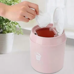 Kompakt Skrivbords Papperskorg, Mini Soptunna med Lock för Hemmet, Arbetsplatsen och Vardagsrum