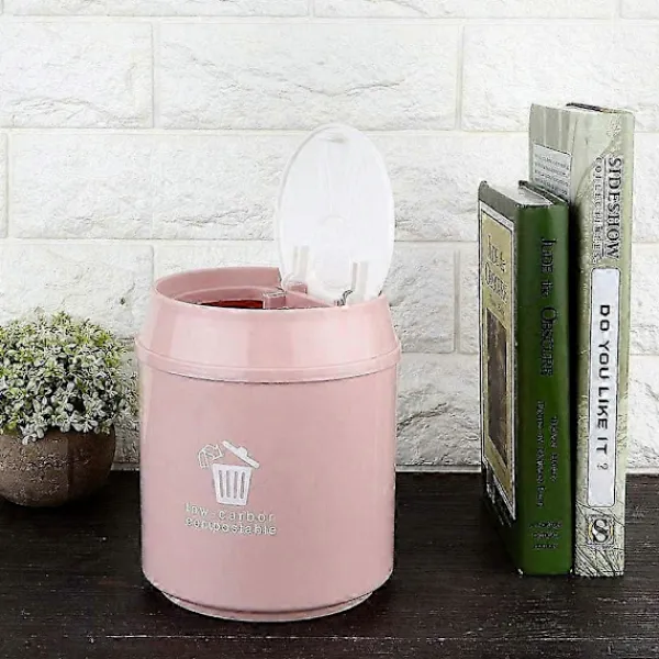 Kompakt Skrivbords Papperskorg, Mini Soptunna med Lock för Hemmet, Arbetsplatsen och Vardagsrum