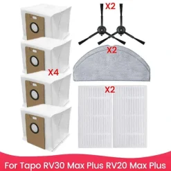 Online Kompatibel med Tapo RV30 Max Plus RV20 Max Plus Ersättningssidoborste Hepa Filter Moppduk Dammpåsar-Perfekt
