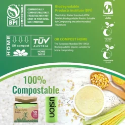 Online Komposterbara påsar för avfallskärl 10l x 100 st Matavfallspåsar Köksavfallspåsar 10 liter