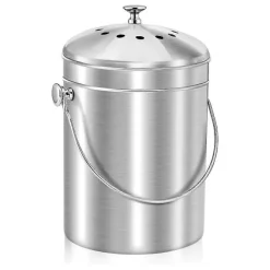 Sale Komposthink för Köksbänk, 5 Liter Rostfri Kompostbehållare Inomhus med Lock, Luktfri Matavfallshink