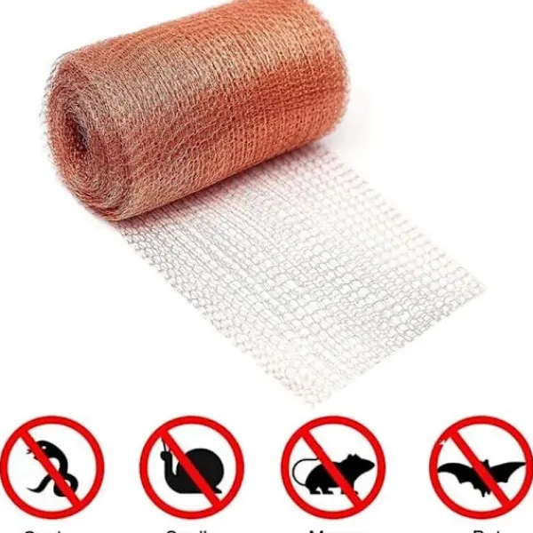 Hot Kopparnät, 1 rulle med 6 meter, mot sniglar, möss, fåglar och nematoder, trädgårdsskydd mot gnagare, stickat kopparnät
