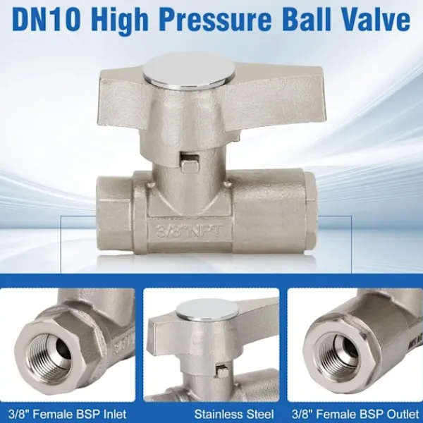 Hot unbranded Korrosionsbeständiga kulventiler DN10 5000PSI för underhåll av högtryckstvättar