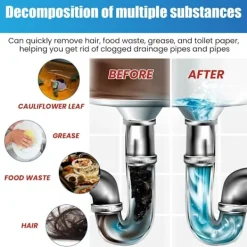 Clearance Kraftfull avloppsrengörare för diskho, effektiv avloppsrengöring, luktborttagningspulver